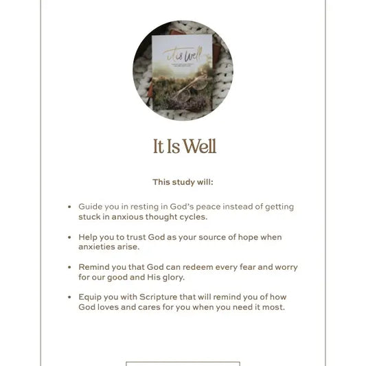 "It is well" Anxiety Devotional