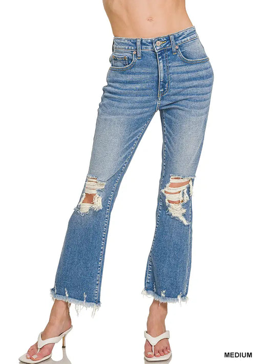 Distressed Knee and Hem Pants