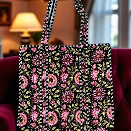 Midnight Garden Floral Tote Bag
