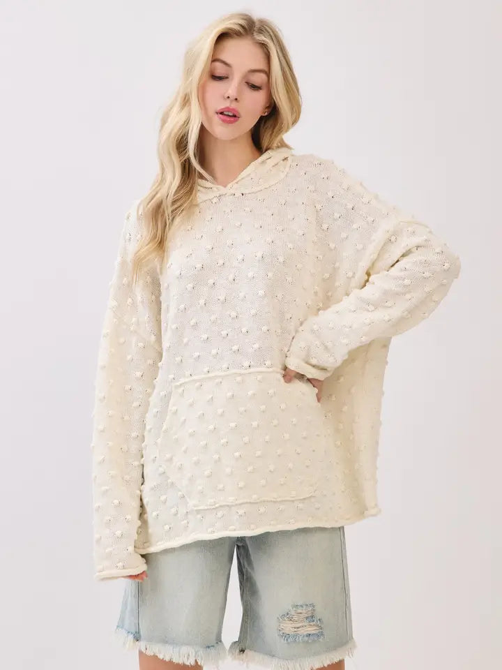 Cream Popcorn Sweater Hoodie