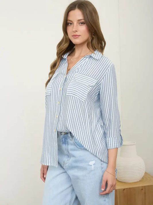 Stripe Collared Button Shirt