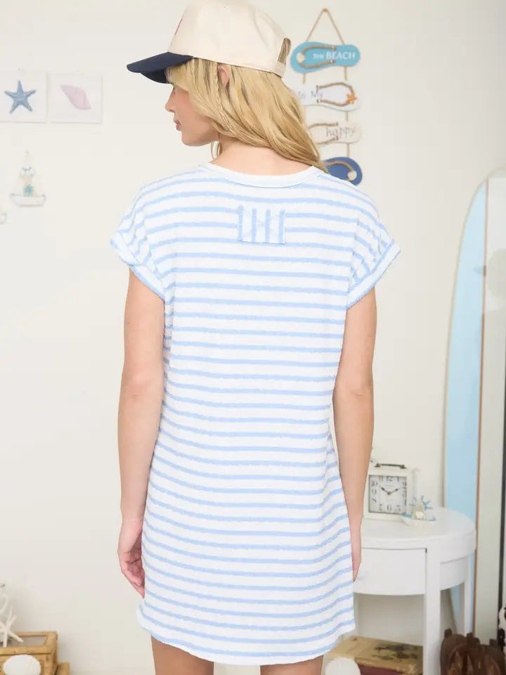 Textured Stripe Knit T-shirt Dress