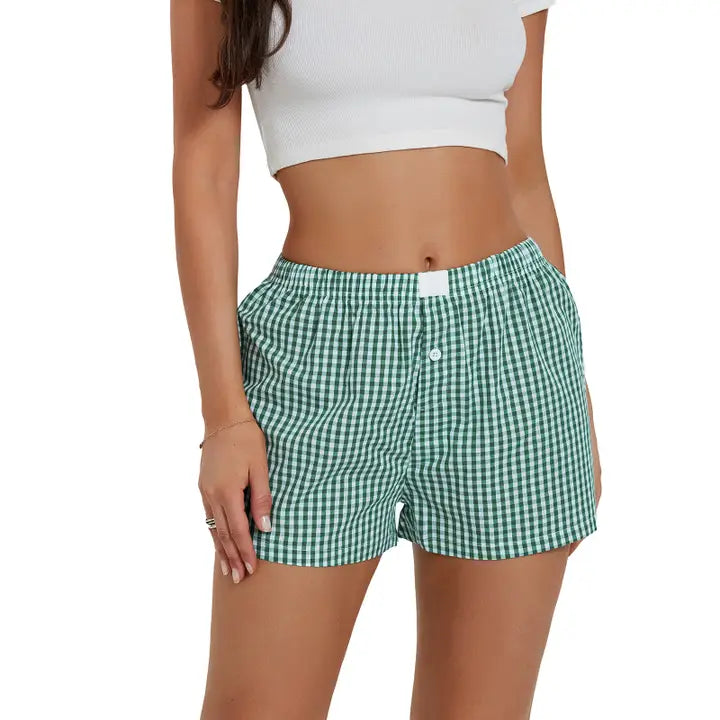 Green Plaid Boxer Shorts