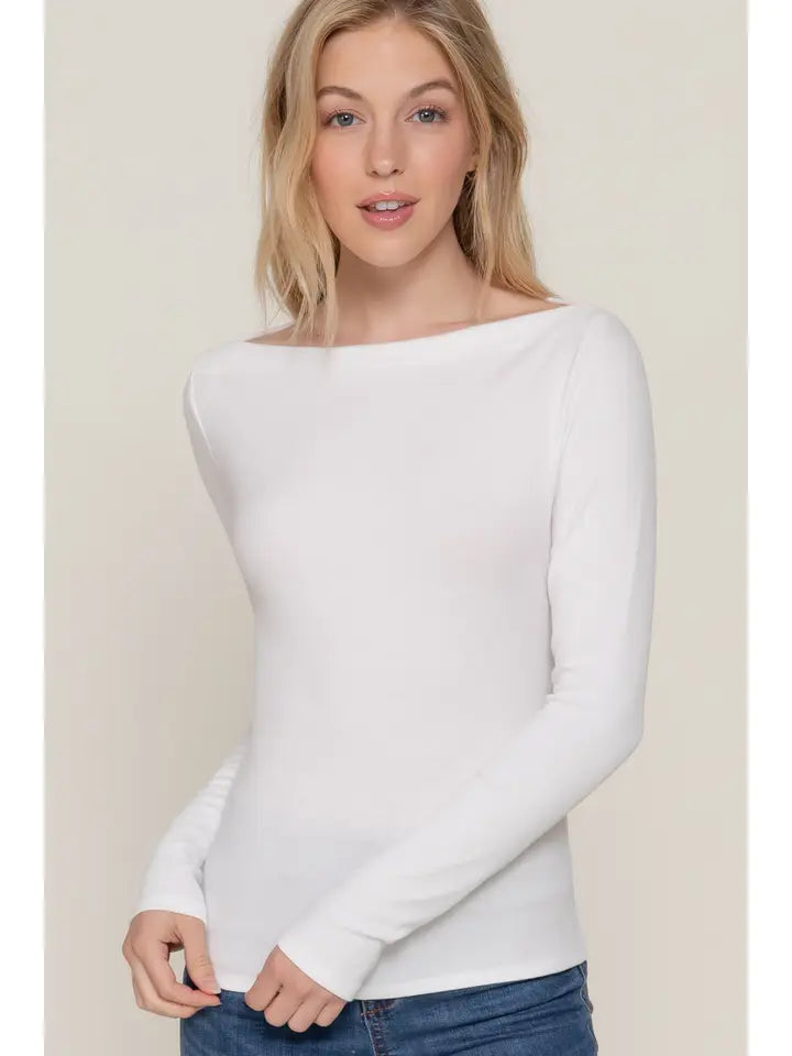 Long Sleeve Boat Neck Top
