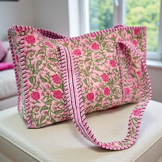 Claire Pink Floral Tote Bag
