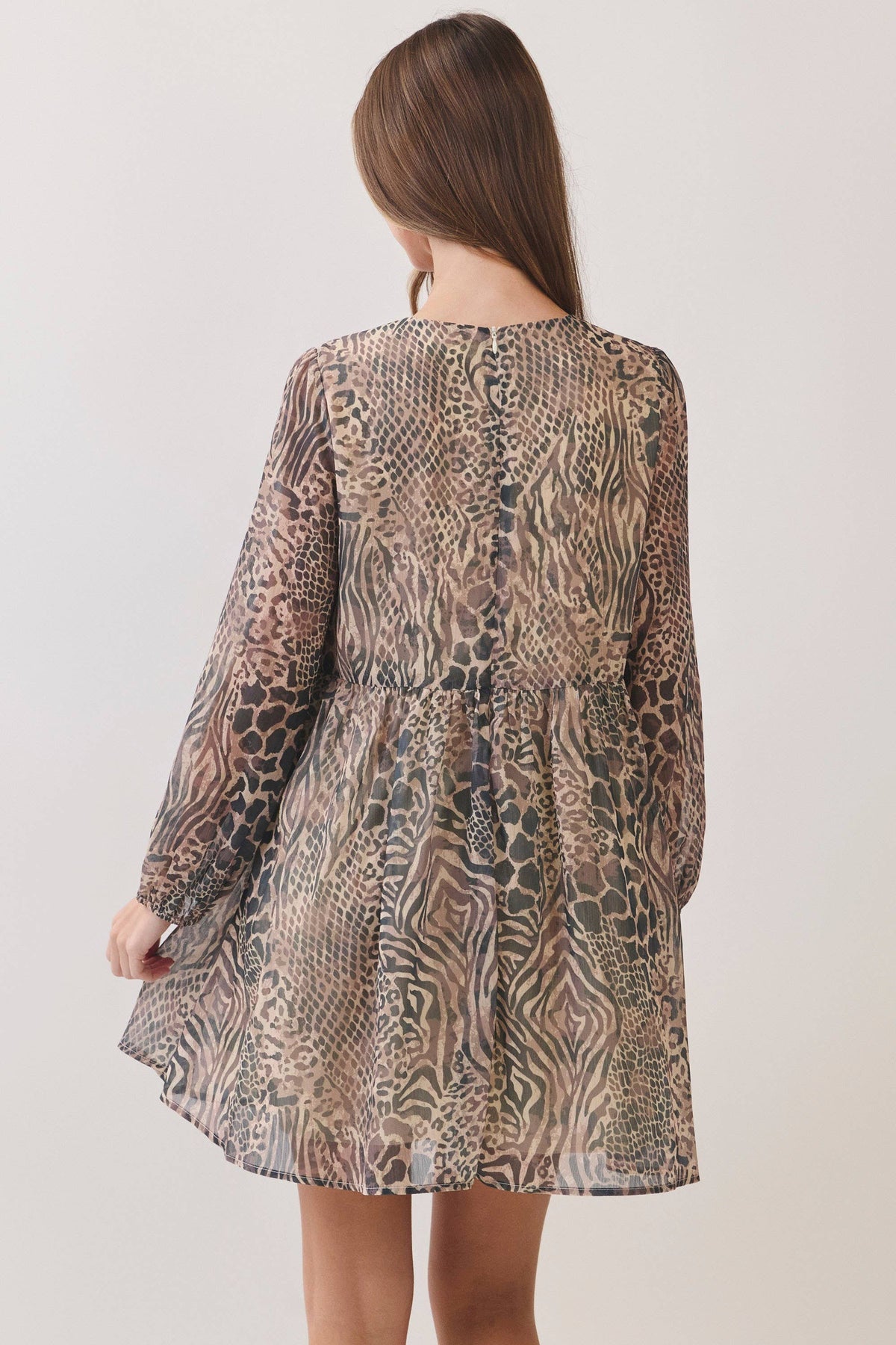 Animal Print Babydoll Mini Dress