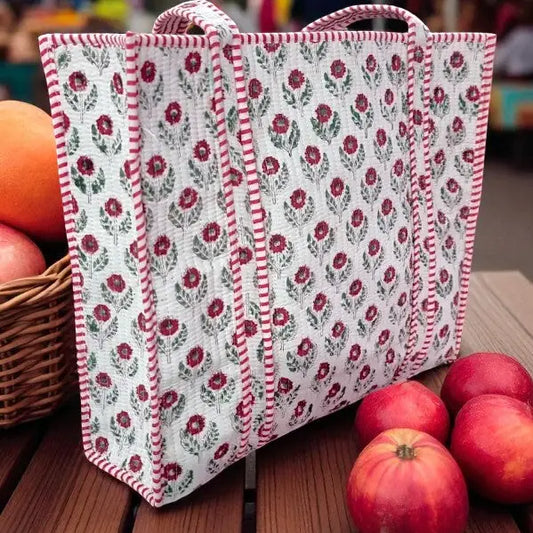 Sullivan Red and White Floral Tote