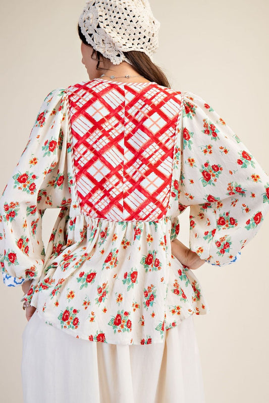 Red floral Flowy Tunic