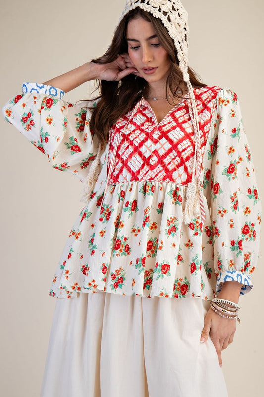 Red floral Flowy Tunic