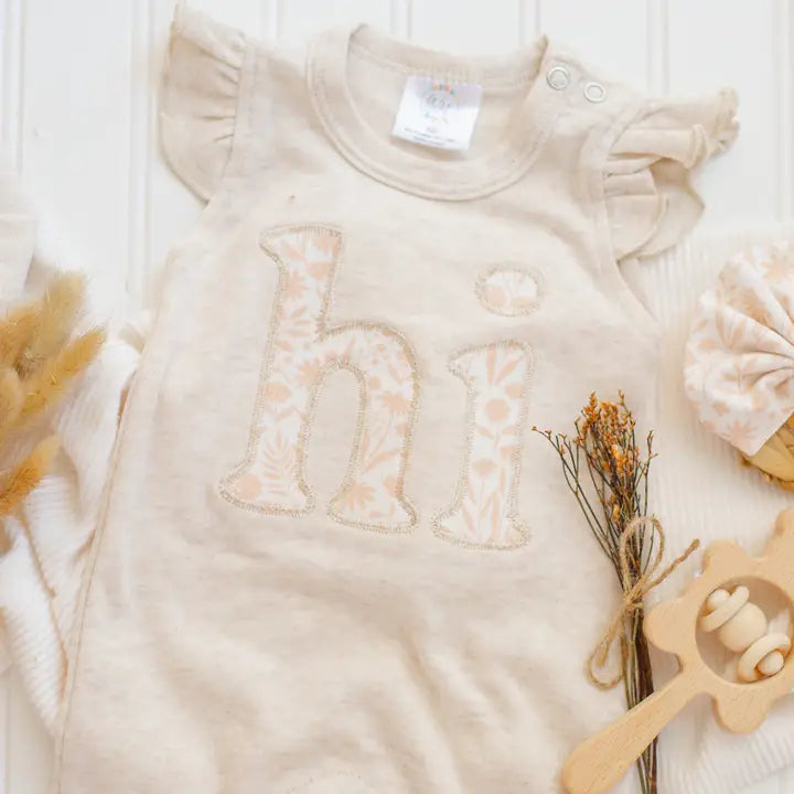 "Hi" Baby Romper with Headband
