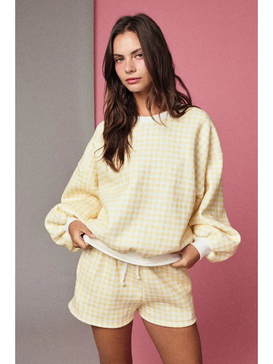 Butter Gingham Matching Set