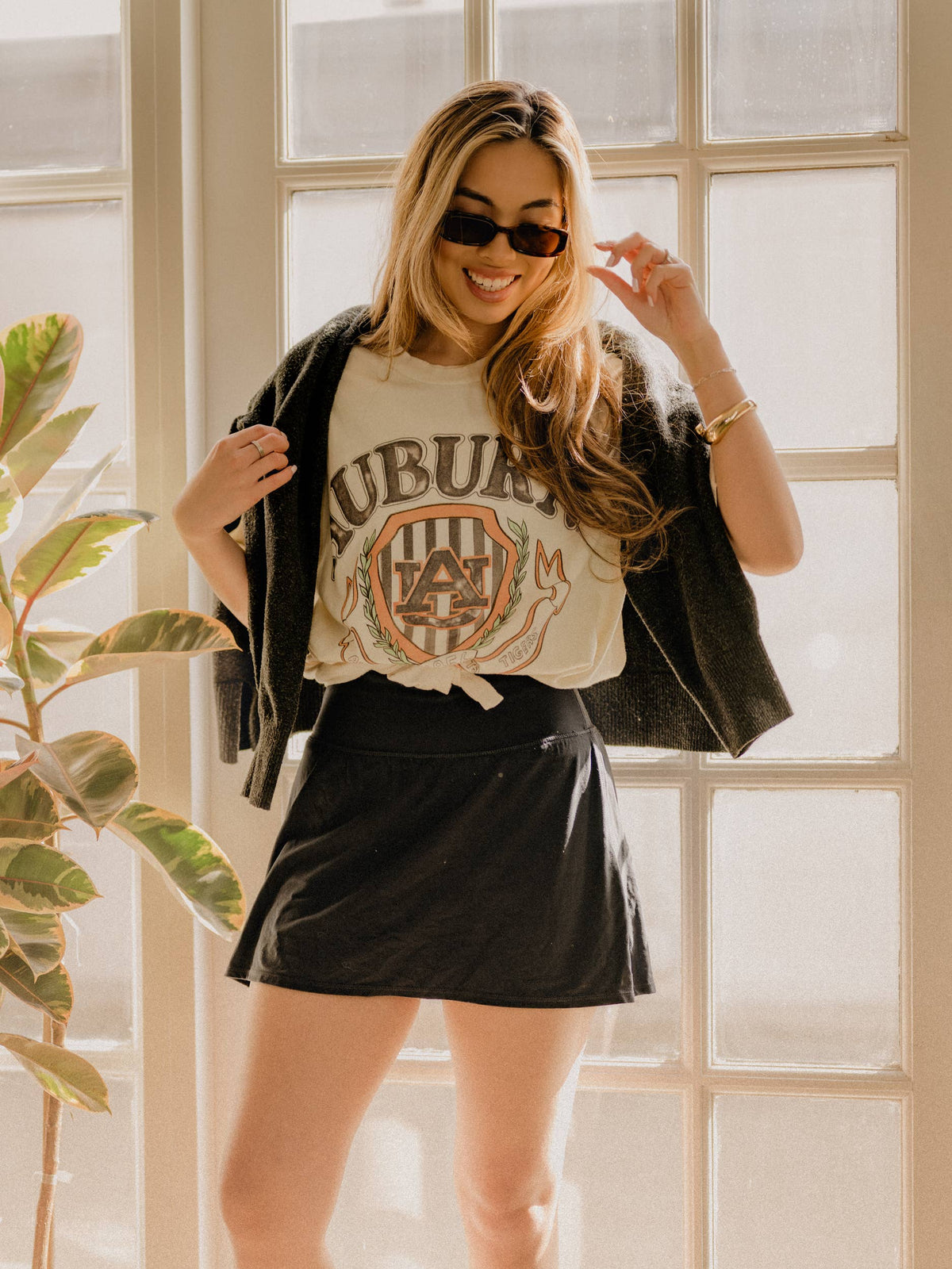 Auburn Tigers Striped Crest Licensed Thrifted Tee