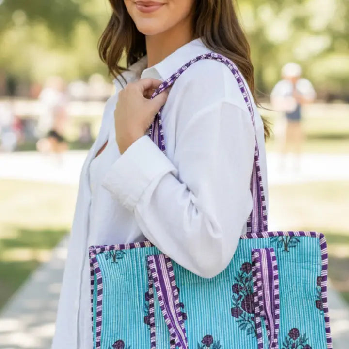 Aspen Blue and Purple Tote Bag