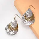 Triple Layer Two Tone Drop Earrings