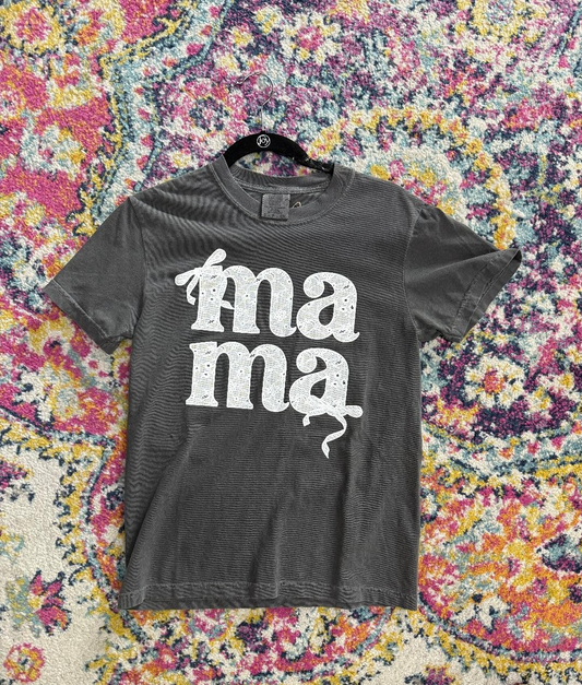"MaMa Lace bow T-Shirt"