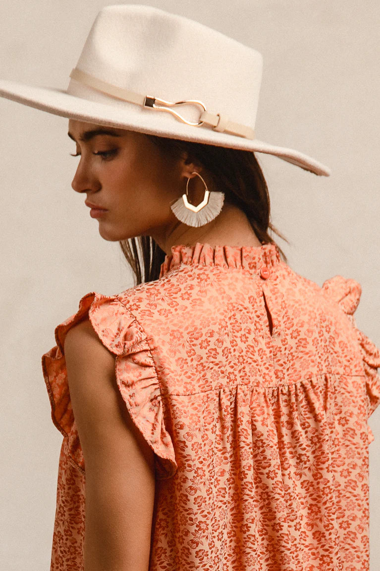 Rust Floral Damask Blouse