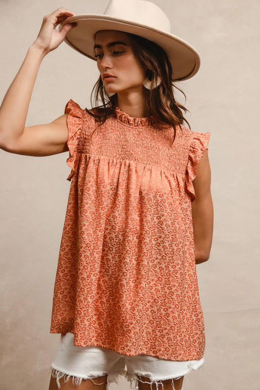 Rust Floral Damask Blouse